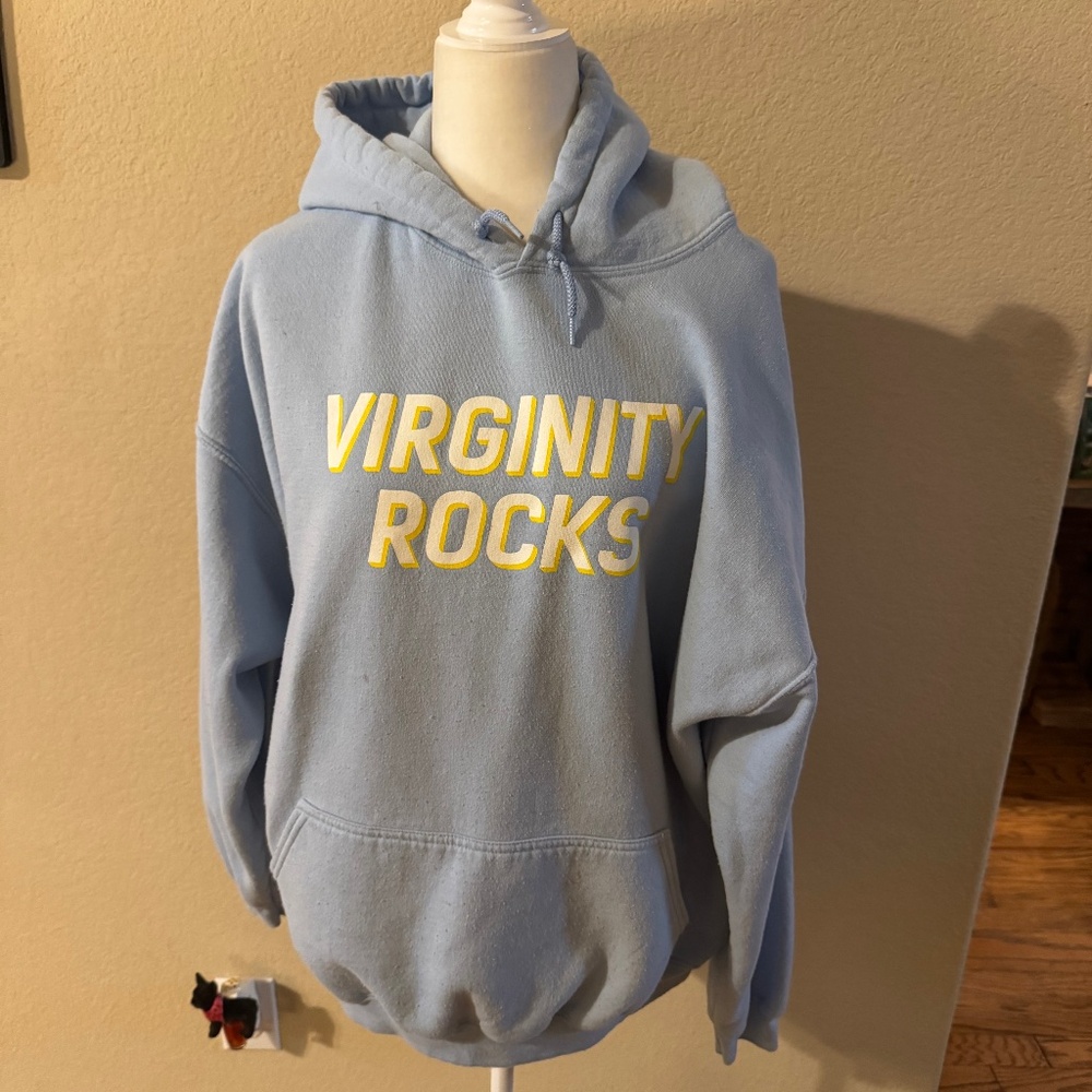Preowned Danny Duncan Virginity Rocks Hoodie Baby Blue SZ 2XL